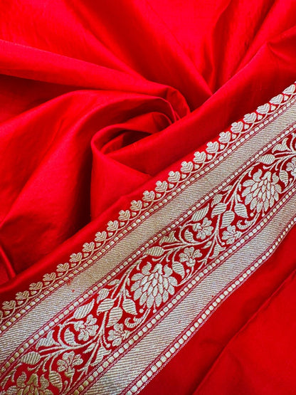 Pure Banarasi Satin Jaal Skirt Border Saree