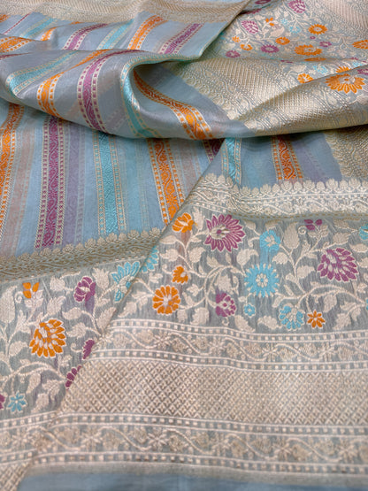 Pure Banarasi kora Tissue Silk Kadiyal Border Saree
