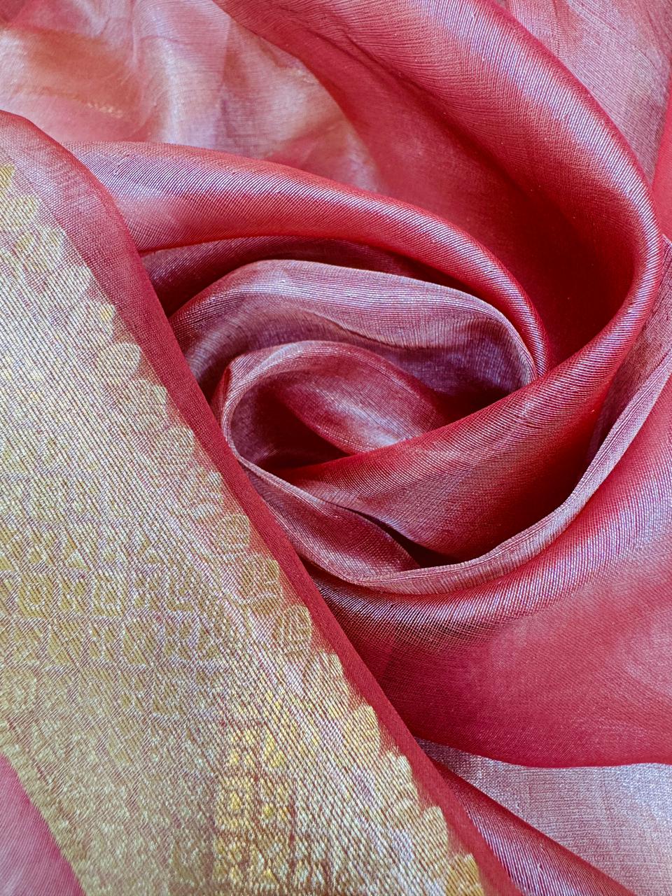 Pure Banarasi Tissue Silk Half and Half Saree