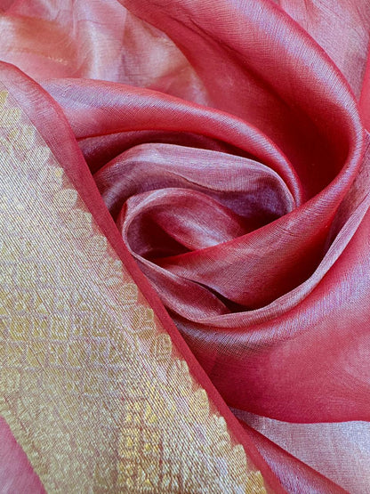 Pure Banarasi Tissue Silk Half and Half Saree