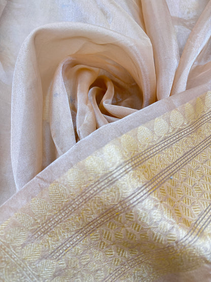 Pure Banarasi Kora Tissue Silk Kadhwa Buta Saree