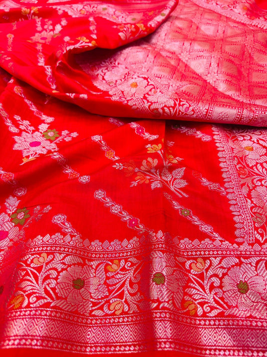 Pure Banarasi Chiniya Silk Mina Buta Saree