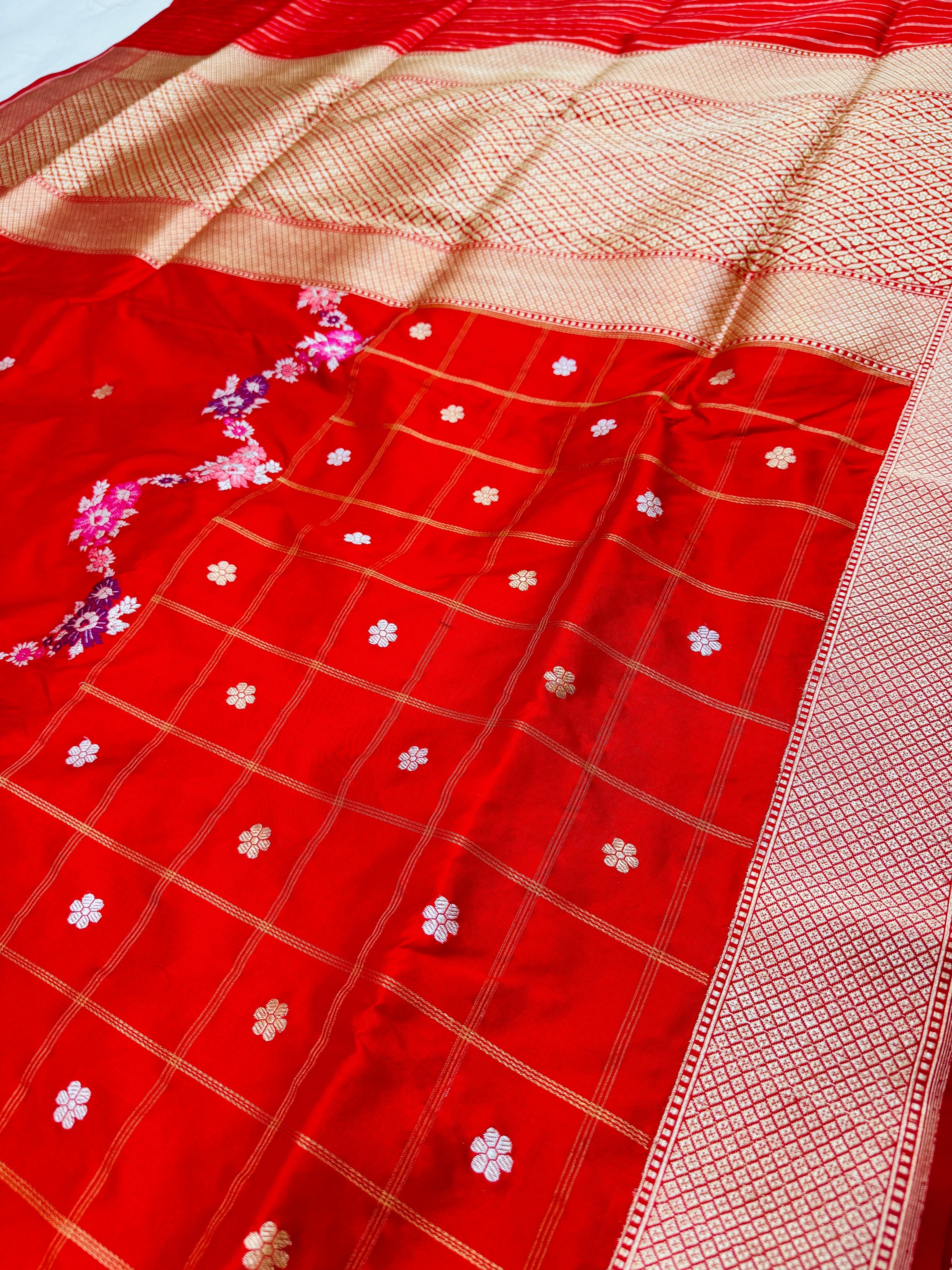 Katan Silk Skirt Check Saree