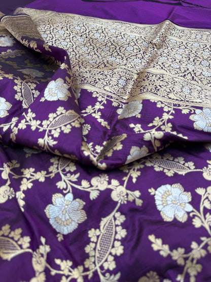 Pure Banarasi Katan Silk Sona Mina Jaal Saree
