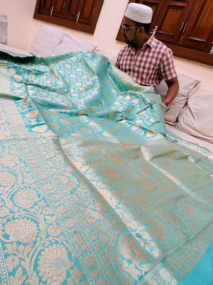 Pure Banarasi Katan Silk Jaal Saree