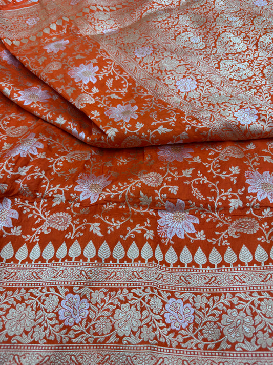 Pure Banarasi Katan Silk Jaal Saree