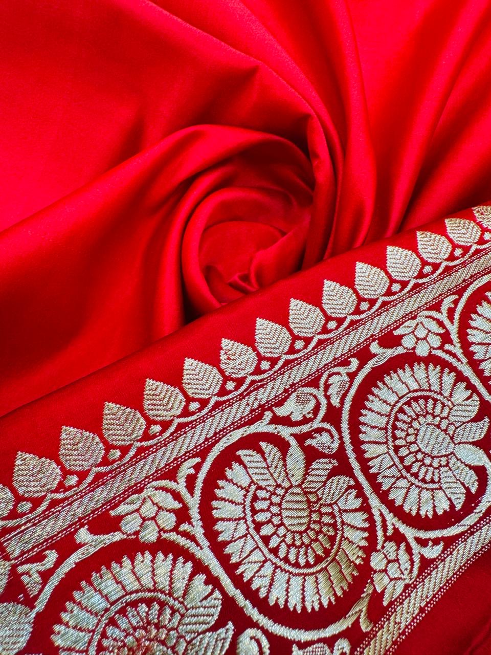 Pure Banarasi Satin Silk Chunri Buti Saree