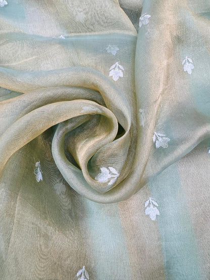 Pure Banarasi Kora Tissue Silk Applique Work Saree