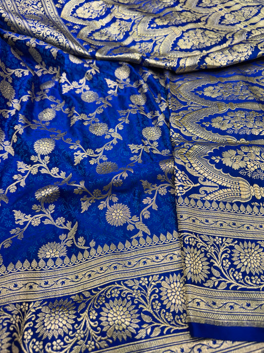 Pure Banarasi Satin Tanchoi Jaal Saree