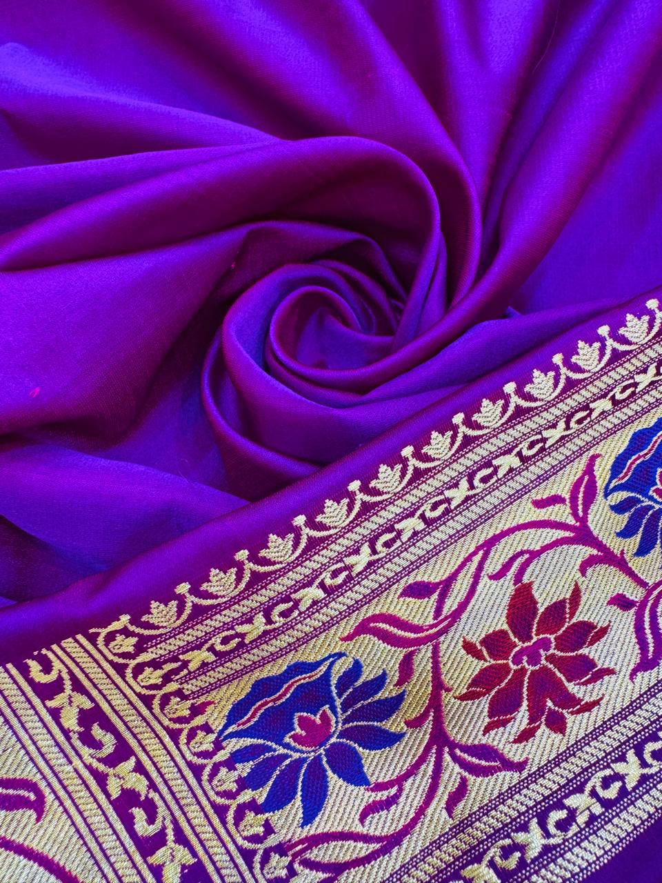 Pure Banarasi Satin Silk Waskat Buti Saree