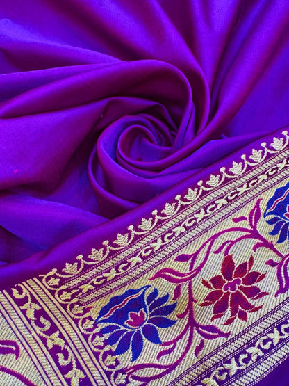 Pure Banarasi Satin Silk Waskat Buti Saree