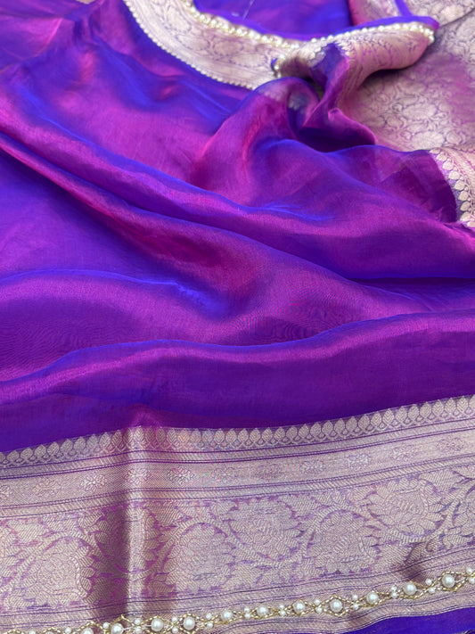 Pure Banarasi Tissue Silk Hand Embroidery Saree
