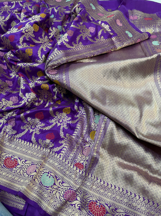 Pure Banarasi Katan Silk Kadhwa Mina Jaal Saree