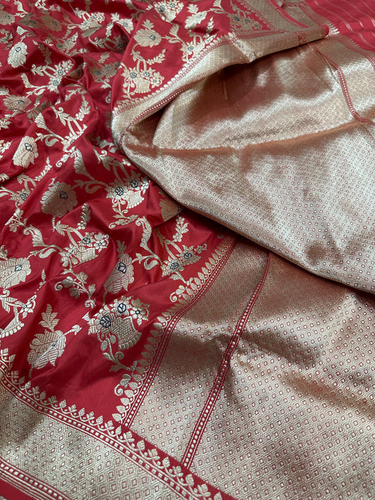 Pure Banarasi Katan Silk Kadhwa Mina Jaal Saree