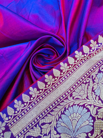 Pure Banarasi Katan Silk Mina Jaal Saree