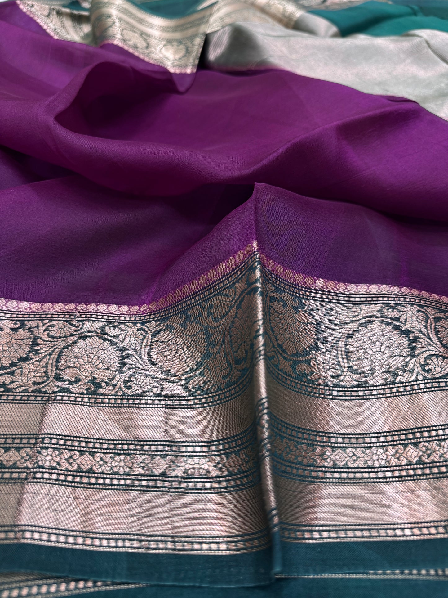 Pure Banarasi Kora Silk Plain Saree