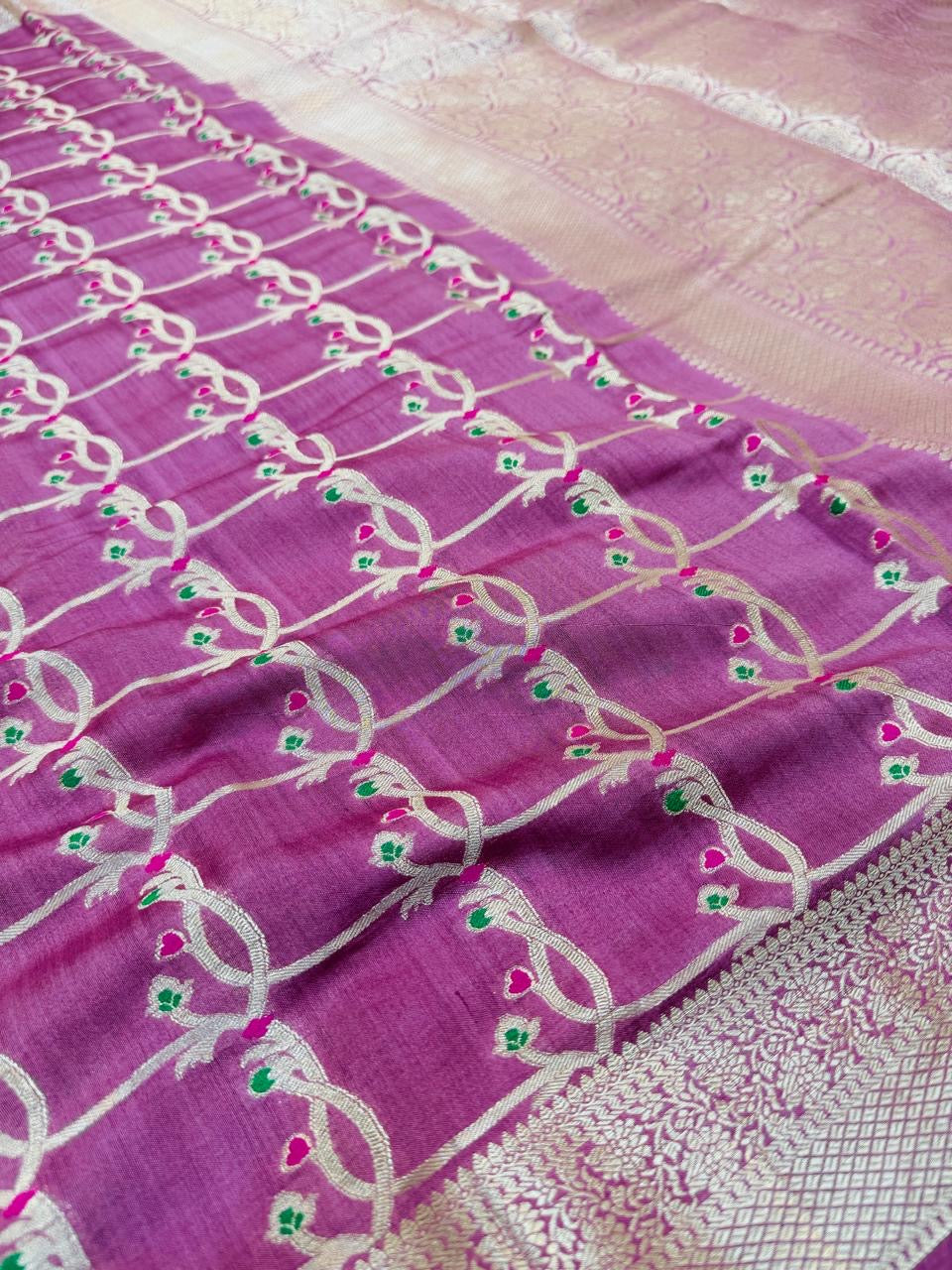 Pure Banarasi Chiniya Jaal Saree
