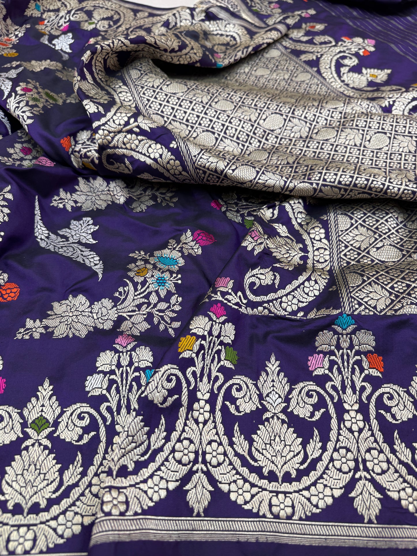 Pure Banarasi Katan Silk Jaal Saree