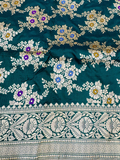 Pure Banarasi Katan Silk Mina Jaal Saree