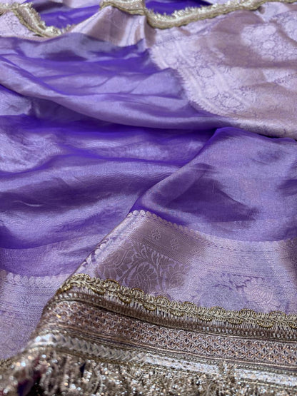 Pure Banarasi Tissue Silk Hand Embroidery Saree