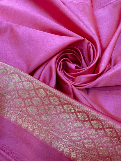 Pure Banarasi Satin Silk Silver Zari  Geometric Pattern Saree