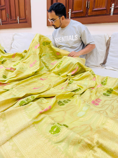 Pure Banarasi Katan Silk Kadhwa Mina Jaal Saree