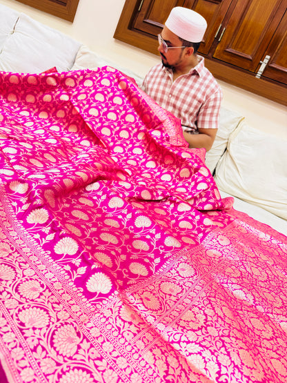 Pure Banarasi Katan Silk Jaal Saree