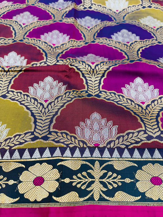 Pure Banarasi Katan Silk Kadhwa Rangkaat Saree