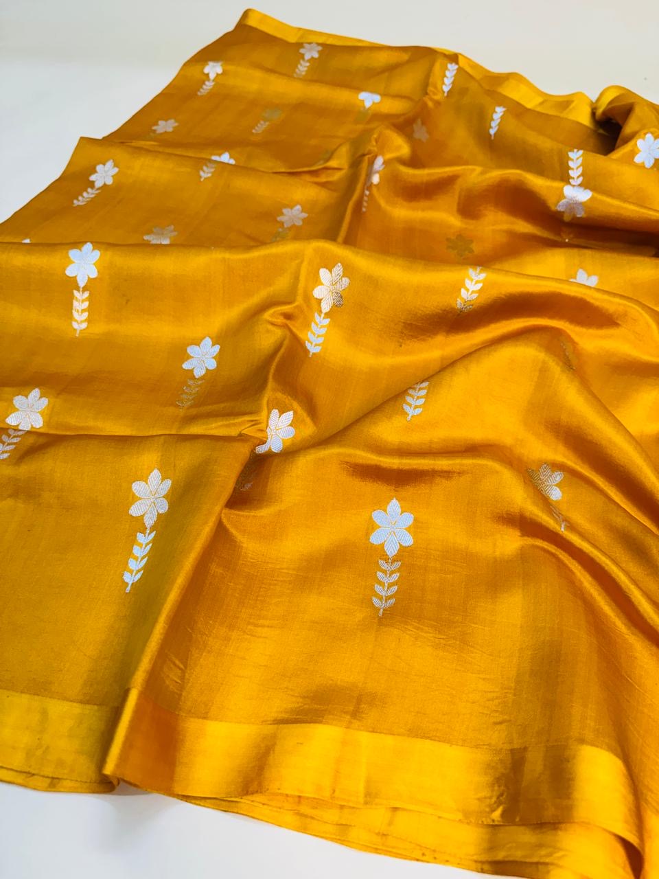 Mustard Mango Silk Buti Saree