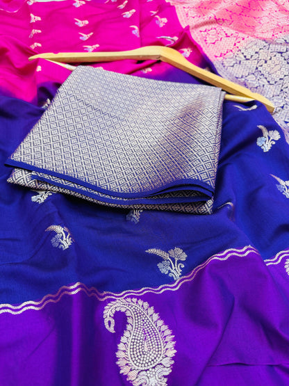 Pure Banarasi Chiniya Silk Half n Half buta saree