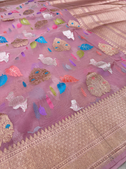 Pure Banarasi Kora Silk Kadhwa Buta Saree