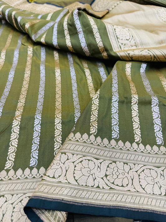 Pure Banarasi Katan Silk Strips Saree