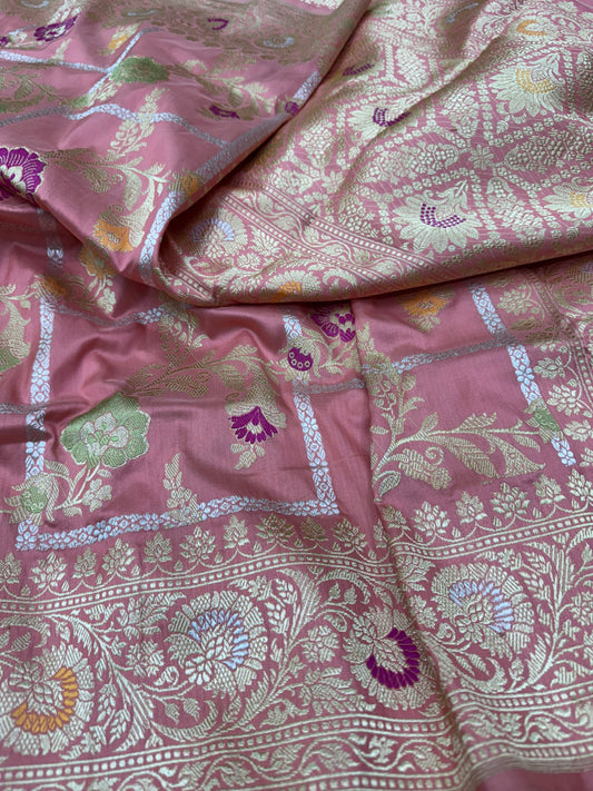 Pure Banarasi Katan Silk Kadhwa Jaal Saree