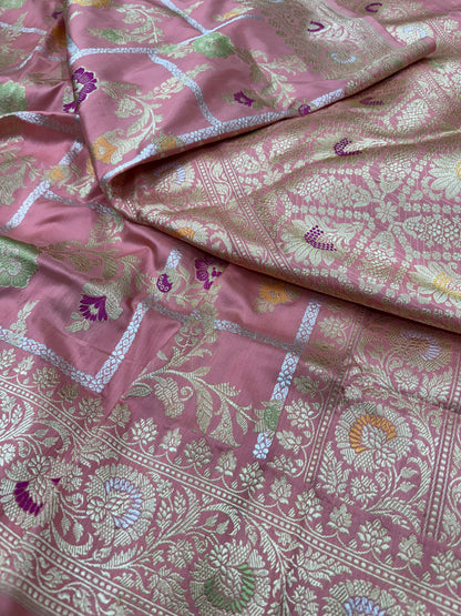 Pure Banarasi Katan Silk Kadhwa Jaal Saree