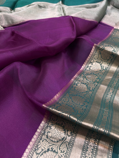 Pure Banarasi Kora Silk Plain Saree