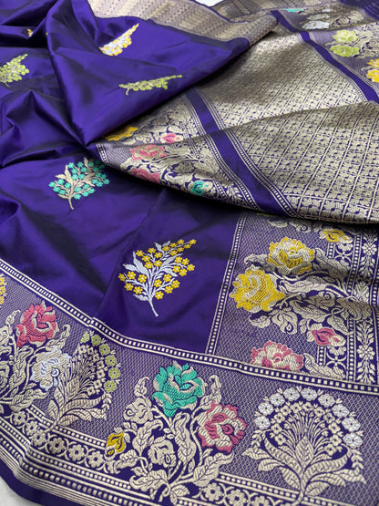 Pure Banarasi Katan Silk Kadhwa Buta Saree