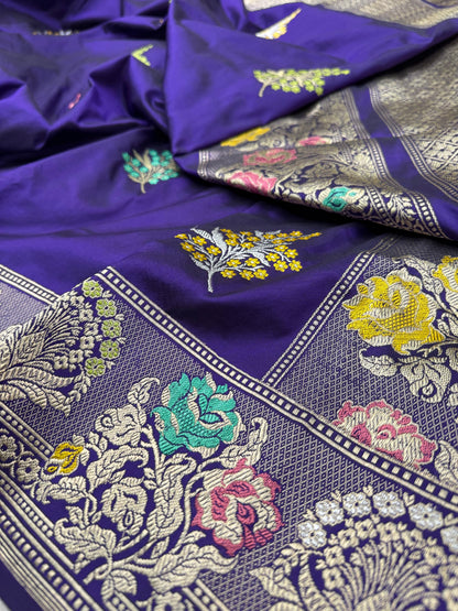 Pure Banarasi Katan Silk Kadhwa Buta Saree