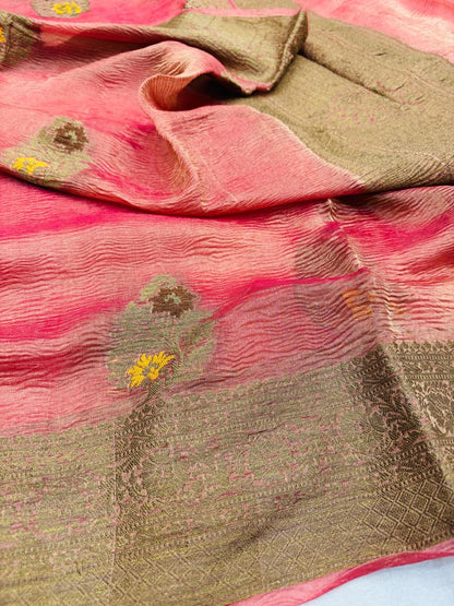 Pure Banarasi Crush Tissue Silk Sarees