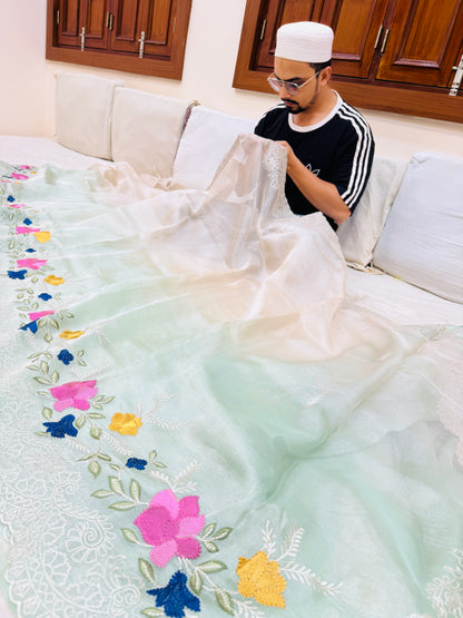 Pure Banarasi Tissue Silk Embroidery Saree