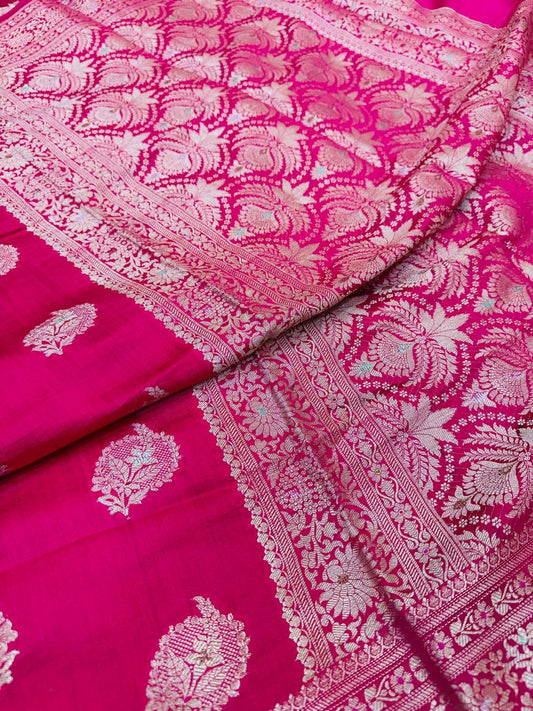 Pure Banarasi Chiniya Silk Mina Buta Saree