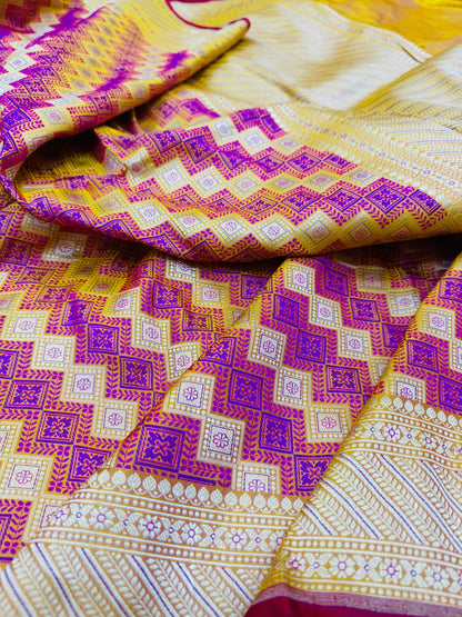 Pure Banarasi Satin Silk Triple Tanchoi