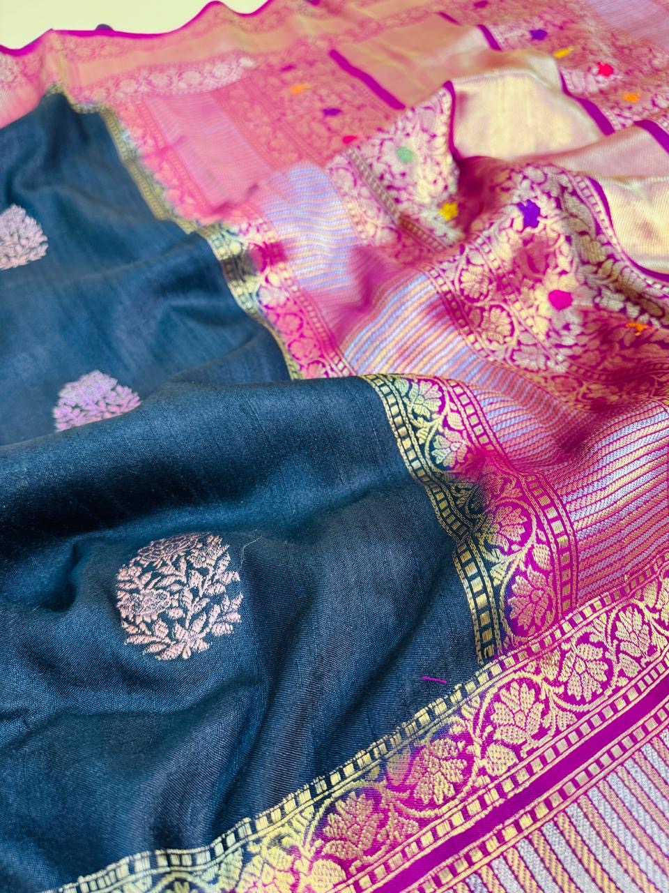 Desi Tasar Silk Skirt Border Saree