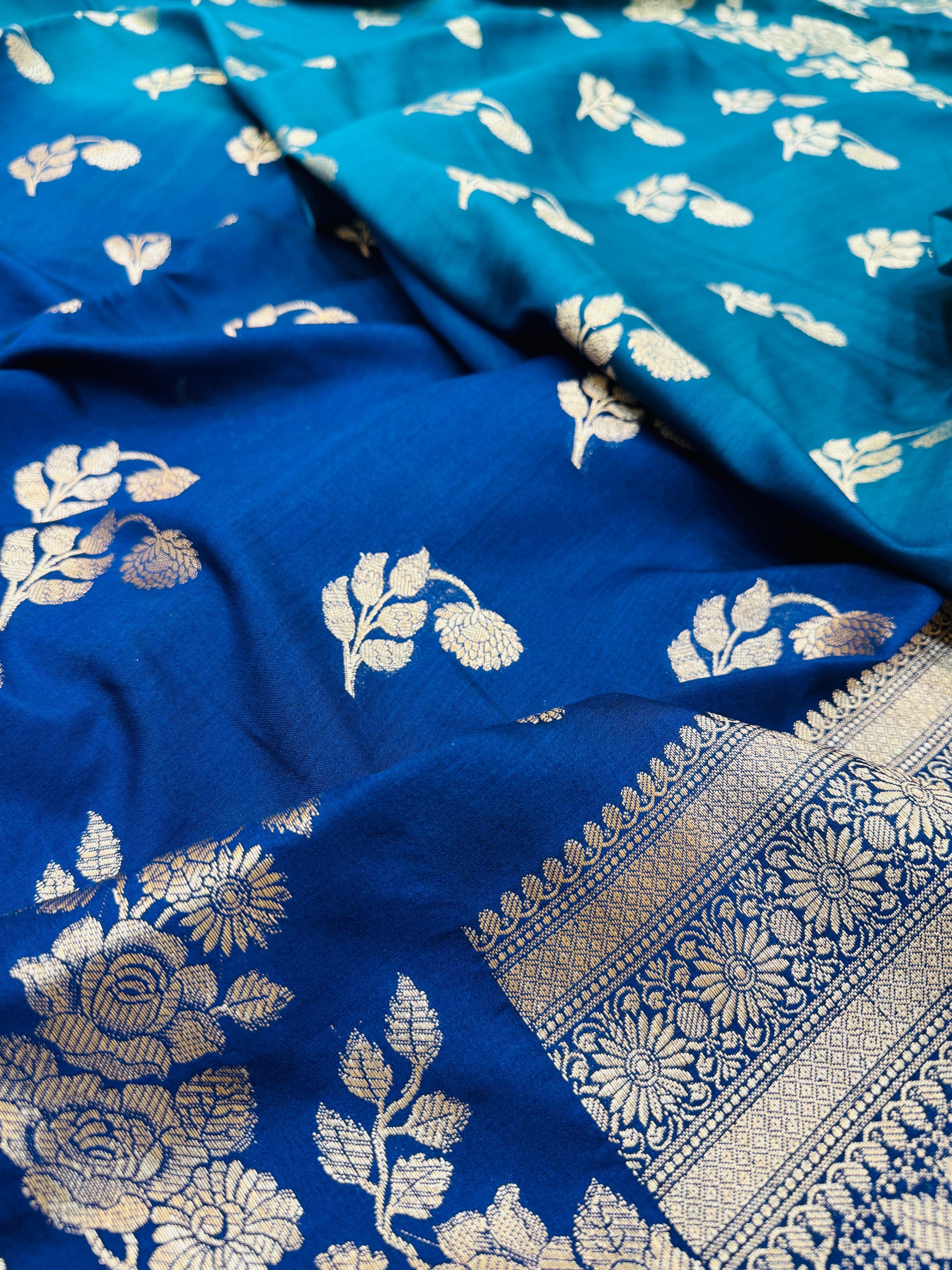 Pure Banarasi Chiniya Silk Half n Half buta saree