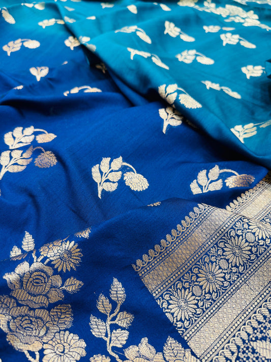 Pure Banarasi Chiniya Silk Half n Half buta saree