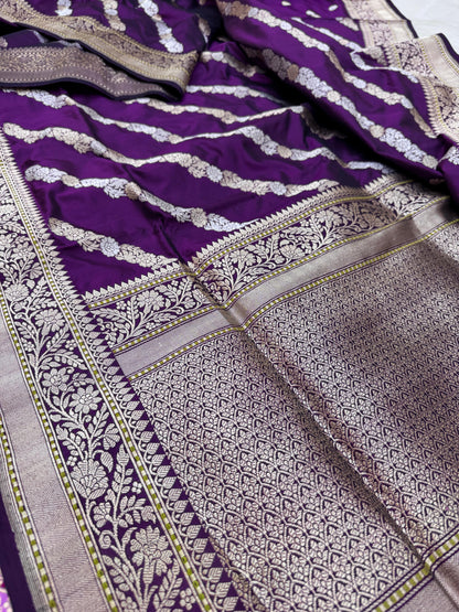 Pure Banarasi Katan Silk Sona Rupa cross buta saree