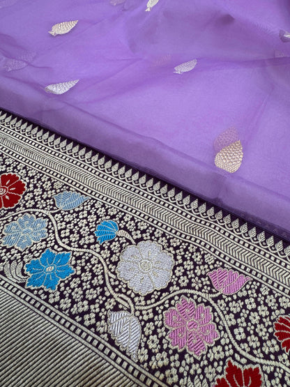 Pure Banarasi Kora Silk Kadhwa Buta Saree