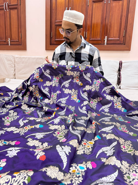 Pure Banarasi Katan Silk Jaal Saree