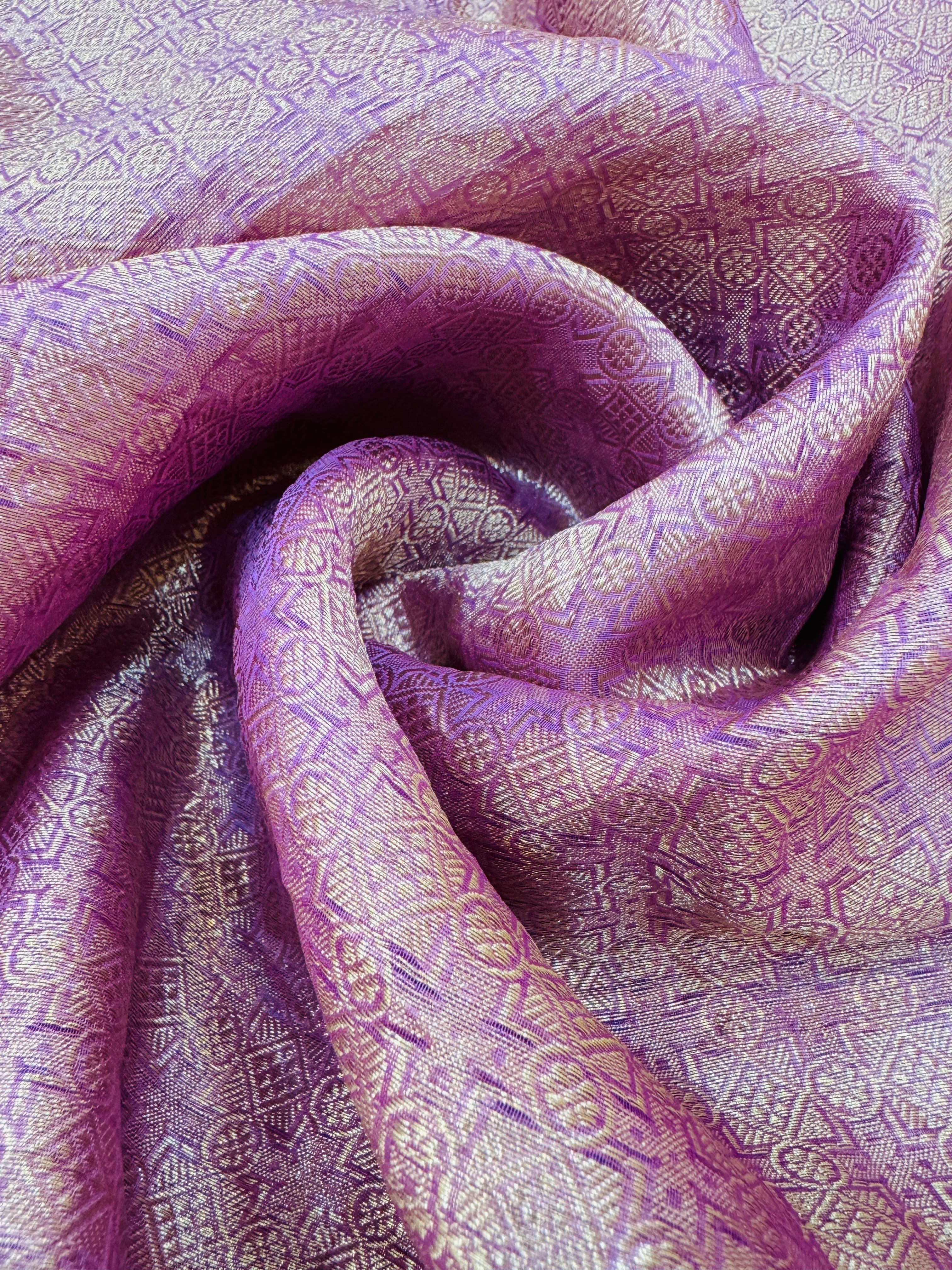 Pure Banarasi Kora Silk Embroidery Handbrush Saree