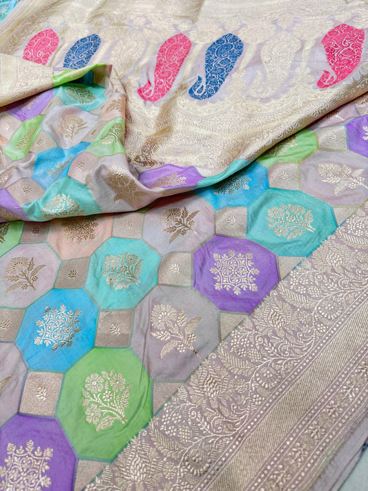 Pure Banarasi Katan Silk Rangkaat Saree