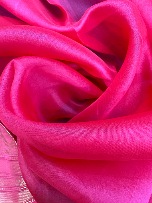 Pure Banarasi Kora Silk Plain Saree